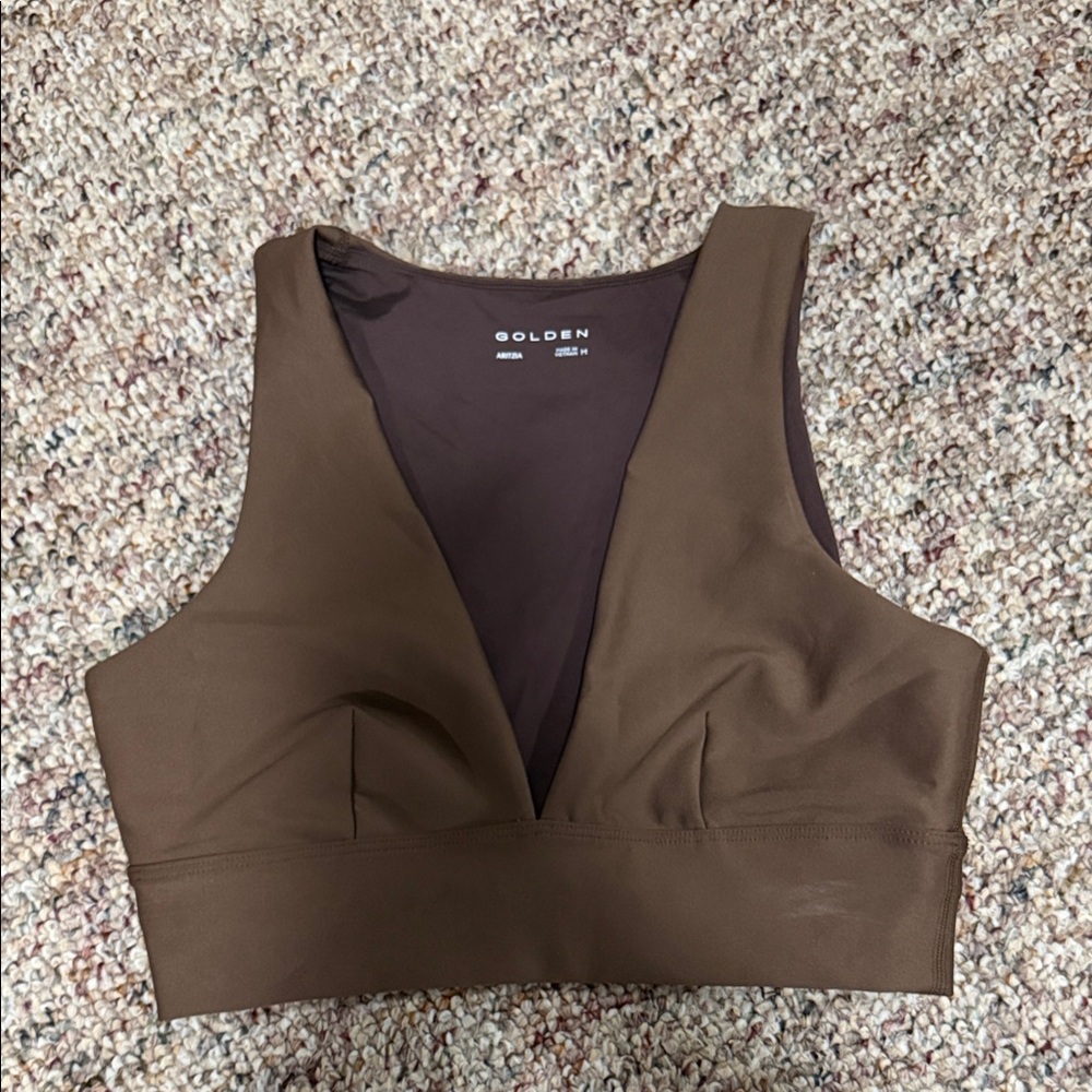 Aritzia Deep Brown V-Neck Crop Top